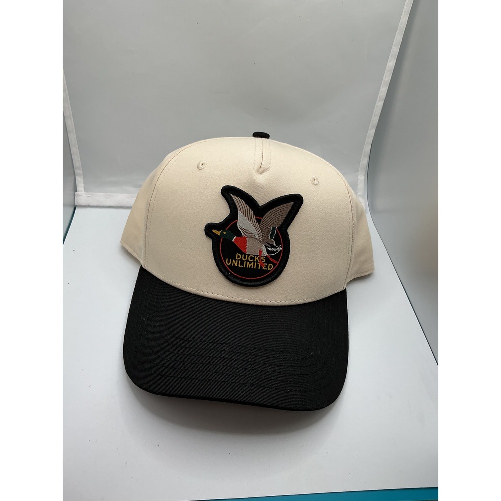 Ducks Unlimited Snapback Hat Cream Black Two Tone Embroidered Patch Cap Mens